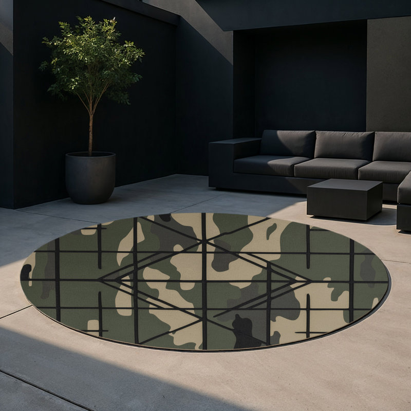 Tapis intérieur et extérieur Grid Horizon, Rond 5 pi