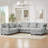 Sectional Sofa U-shaped Sectional 125.2" Upholstered L-shaped Sofa with a Movable Ottoman and Side Storage Pockets for Living Room, Grey-1332298628