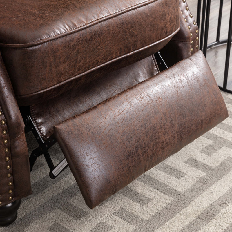 Fauteuil inclinable par pression 34,6 po, Similicuir performance brun rougeâtre