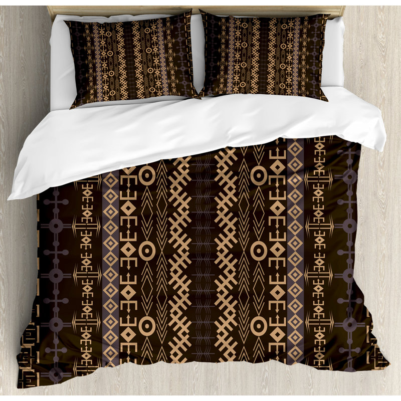 Eclectic Geometric Shapes Duvet Cover, King Duvet Cover + 2 Shams