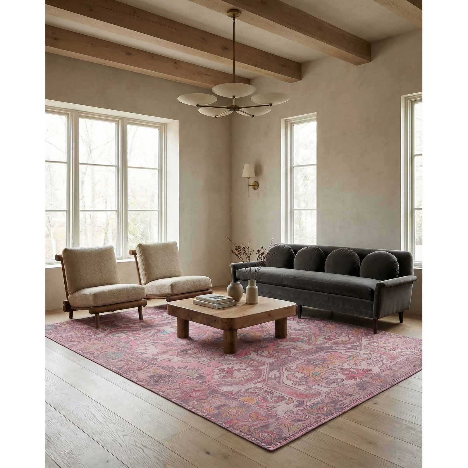 Framboise Pink/Purple Rug, Rectangle 4' x 6'