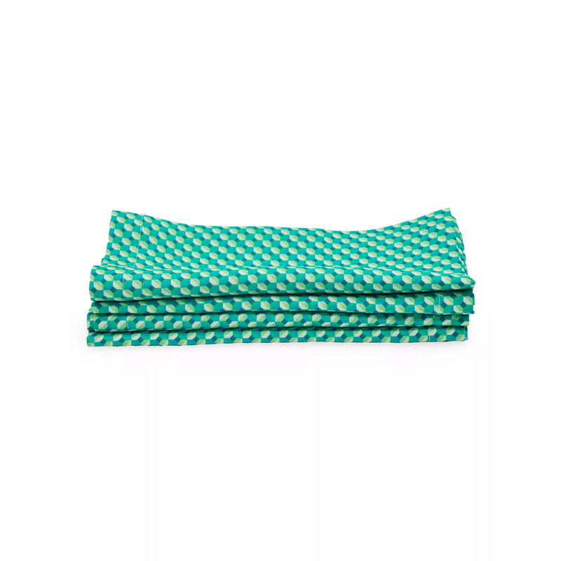 Abstract Linen Square Napkins, Emerald