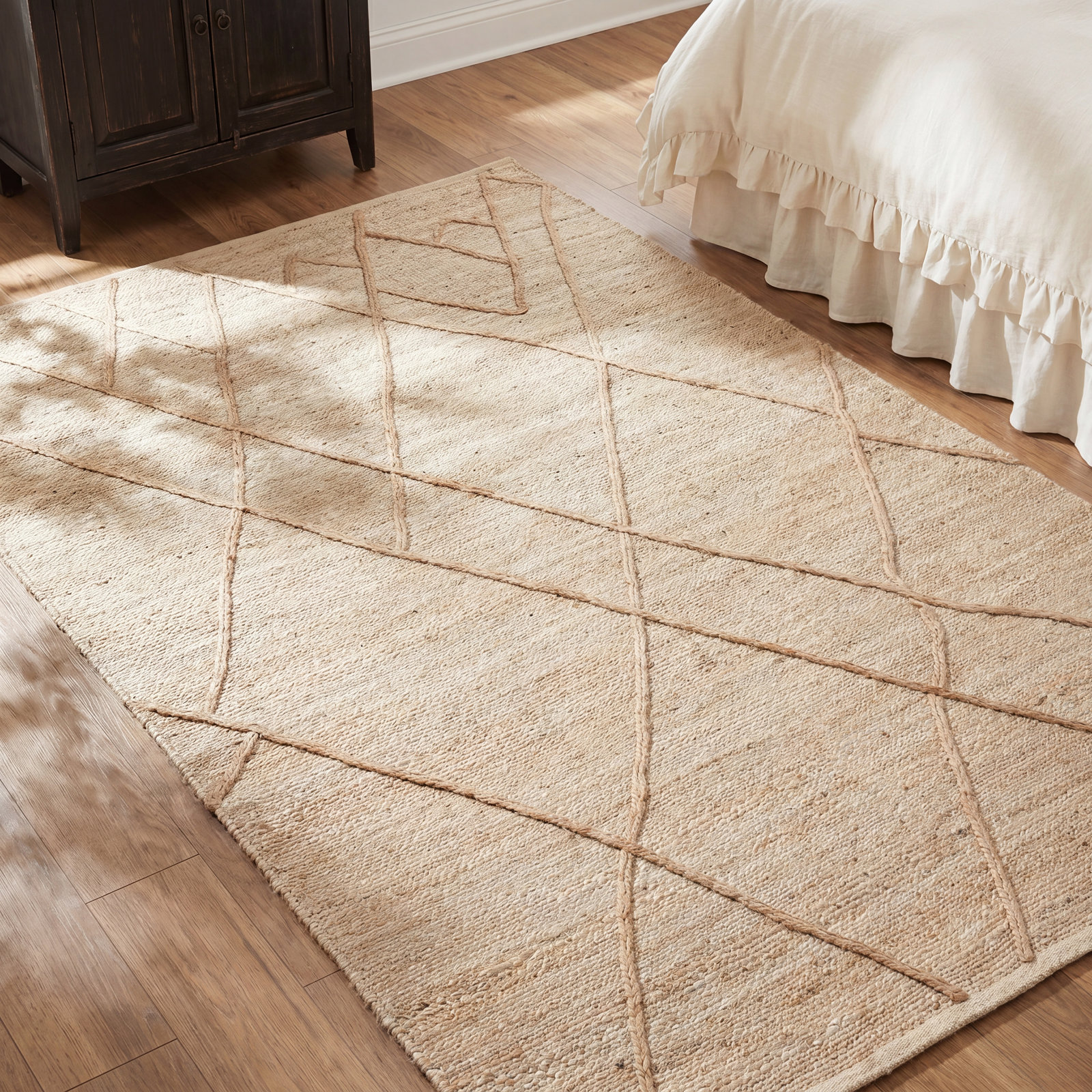 Albemarie Ivory Natural Hand-Woven Geometric Rug, Rectangle 7'9" x 9'9"