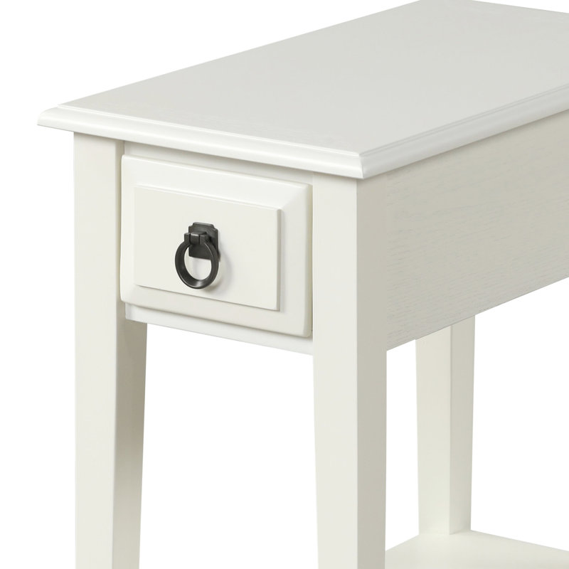 Table rectangulaire blanche avec tiroir et tablette pour le décor de la chambre à coucher, profondeur de 12 pouces