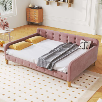 Full Size Velvet Upholstered Daybed With 4 Support Legs, Versatile For Modern Living And Guest Accommodation.