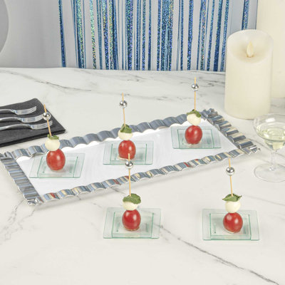 Restaurantware-2.8 x 2.8 Inch Mini Plastic Plates, 100 Raised Edge Dessert Plates - Geometric, Disposable, Seagreen Plastic Square Plates, For Appetizers, Desserts, Or Samples