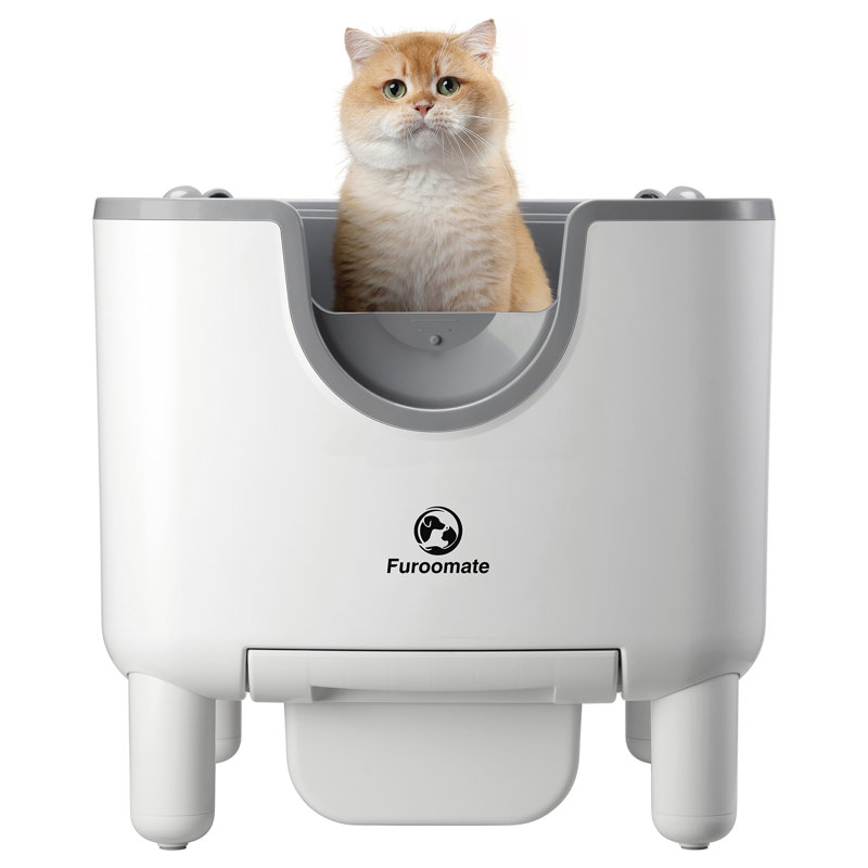 Furoomate Open Self Cleaning Cat Litter Box, Smart Automatic Litter Box Safety Protection, Smart Robot Litter Box