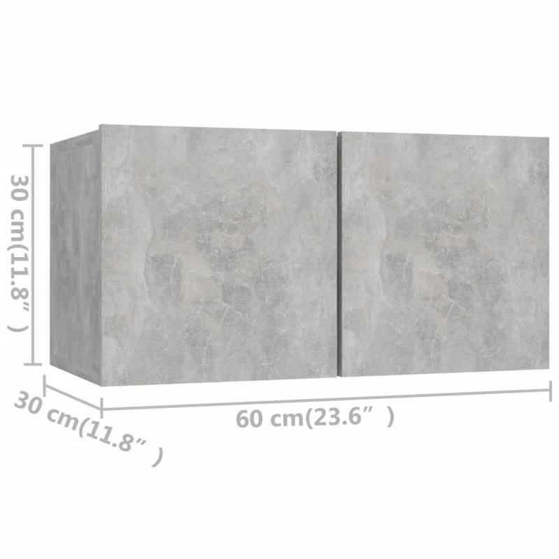 TV Cabinet Set Engineered Wood, Concrete Grey