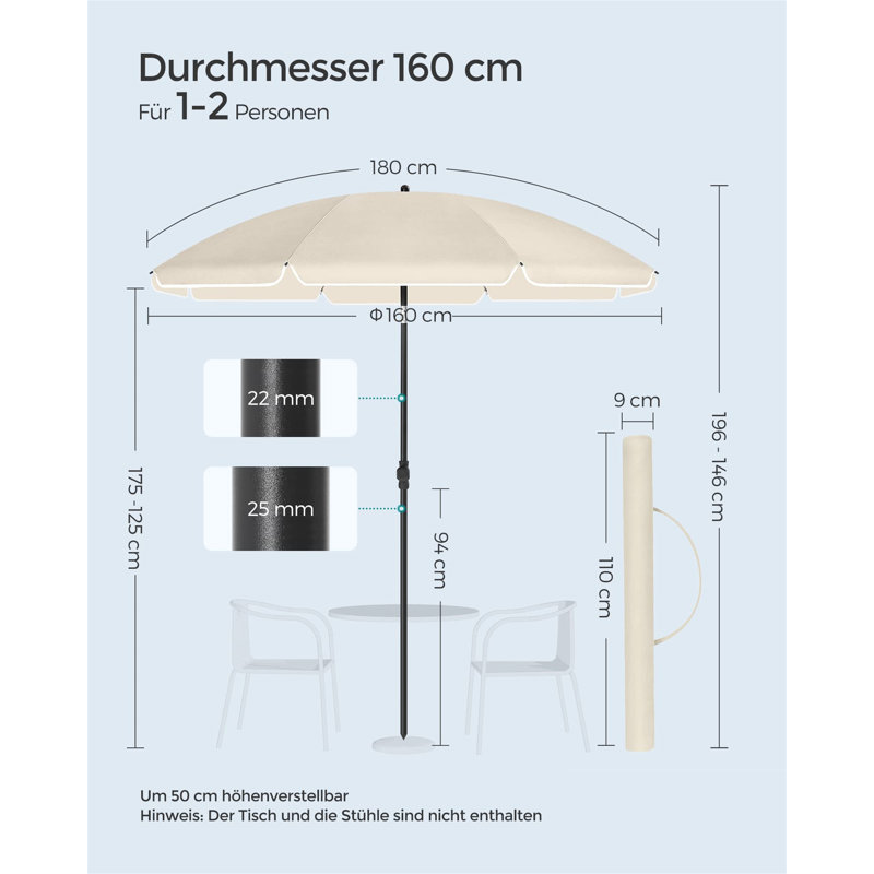 Calan 180cm Market Parasol