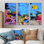 Coral Reef Coral Colony - ensemble d'art mural sur toile encadré nautique de 3