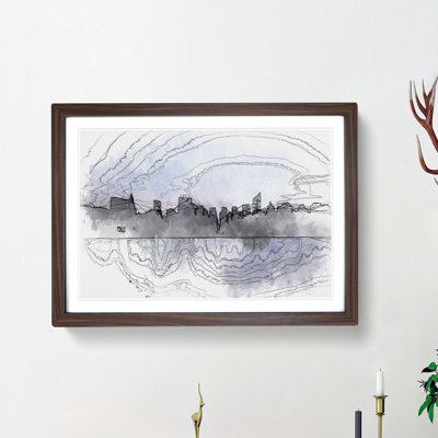 Night Skyline of New York - Picture Frame Graphic Art Print