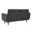 2 sièges Mid Century Modern rembourrés en gris foncé, 67,7 po de large, pour une petite dégustation de vin