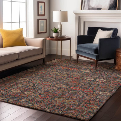 Premium Machine Washable Cerrito AMF574 Red Rug