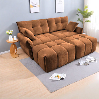 Canapés confortables en chenille moelleux orange brûlé pour les espaces de vie modernes