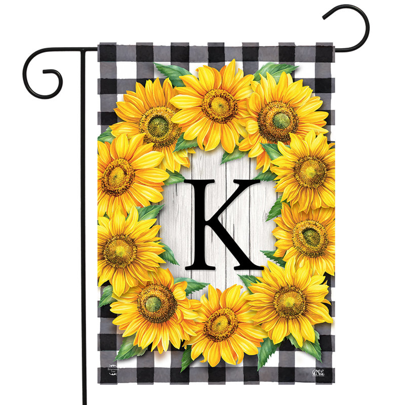 Drapeau de jardin tournesols monogramme K