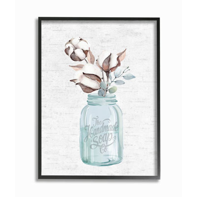 Fleur de coton dans un pot de marque de couleur de savon et doublé-impression d’art graphique