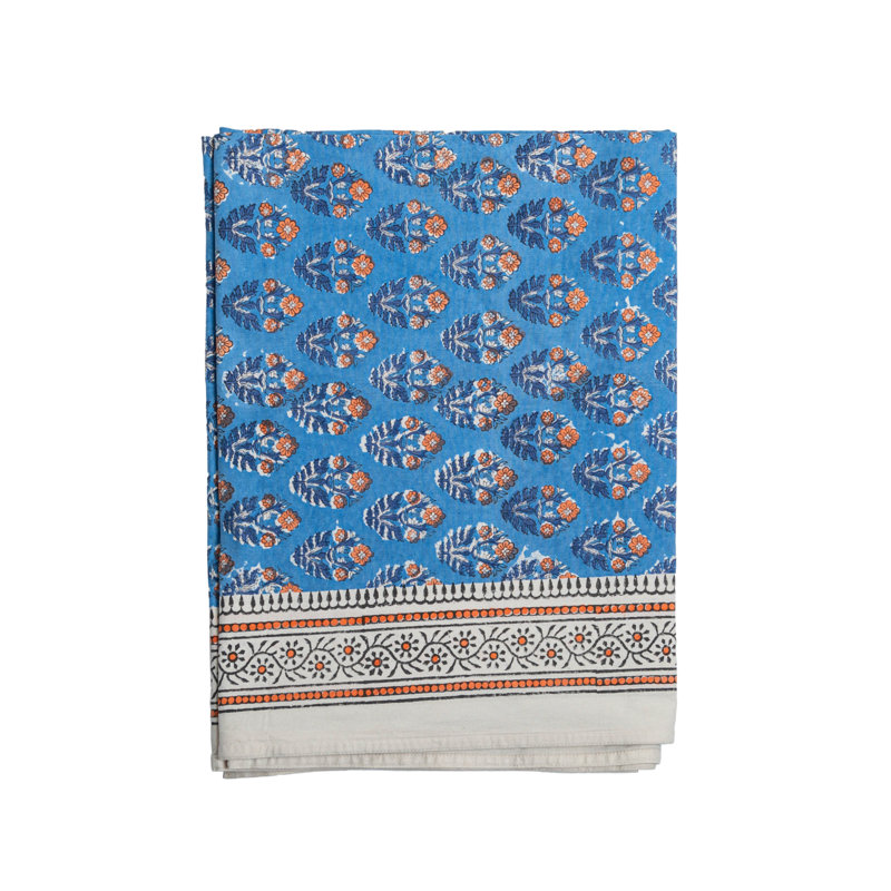 Petals & Plums Tablecloth, Blue Floral