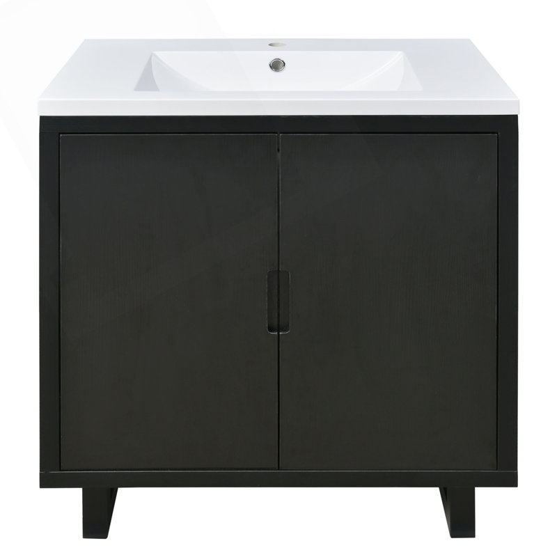 Ensemble de meuble-lavabo de 30 pouces avec lavabo, armoire combinée et structure en bois massif pour un rangement élégant