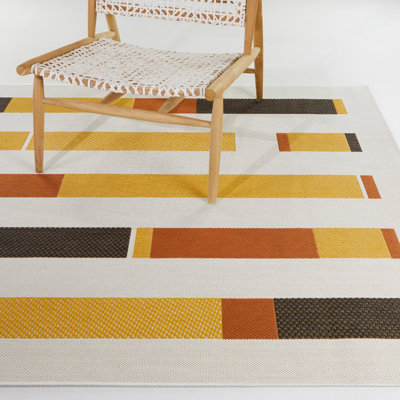 Kenno Yellow/Orange/Black Indoor/Outdoor Area Rug