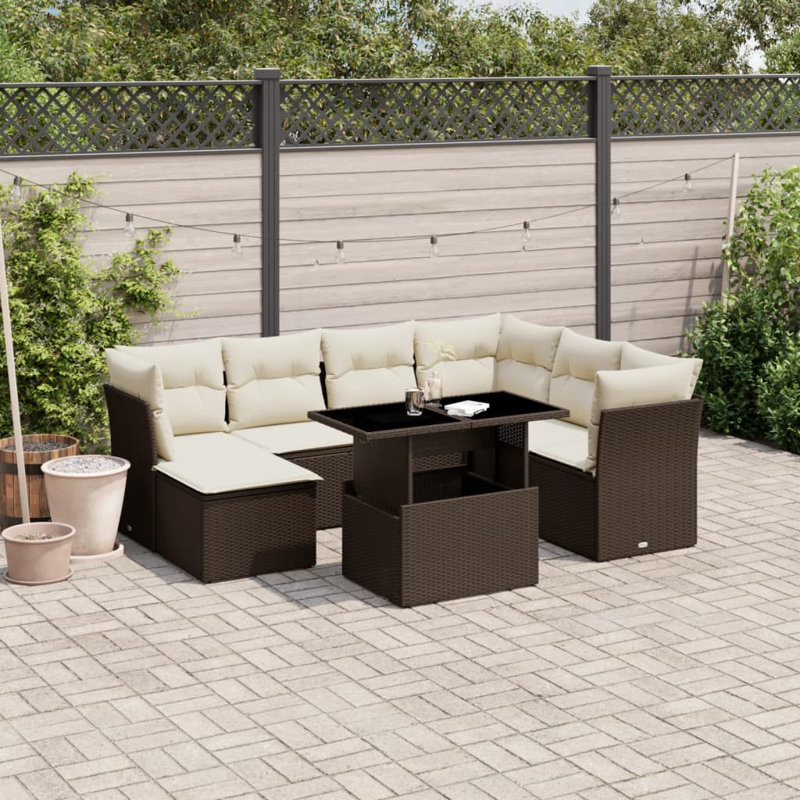 Ensemble de canapé de jardin Vidaxl brun, blanc crème