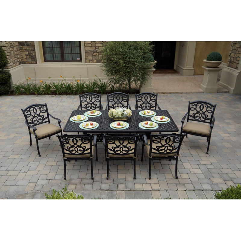 Byrge 9-Piece Patio Dining Set with Cushions and 42 x 84'' Rectangular Dining Table
