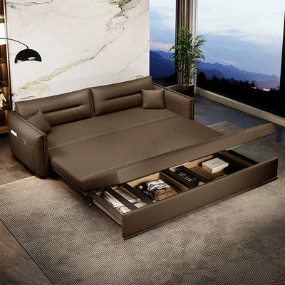 Coffee Leather Modular Sofabed cushion couch