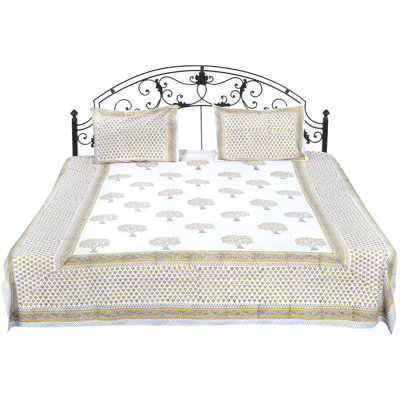 Sanganer Cotton Blend Floral Coverlet