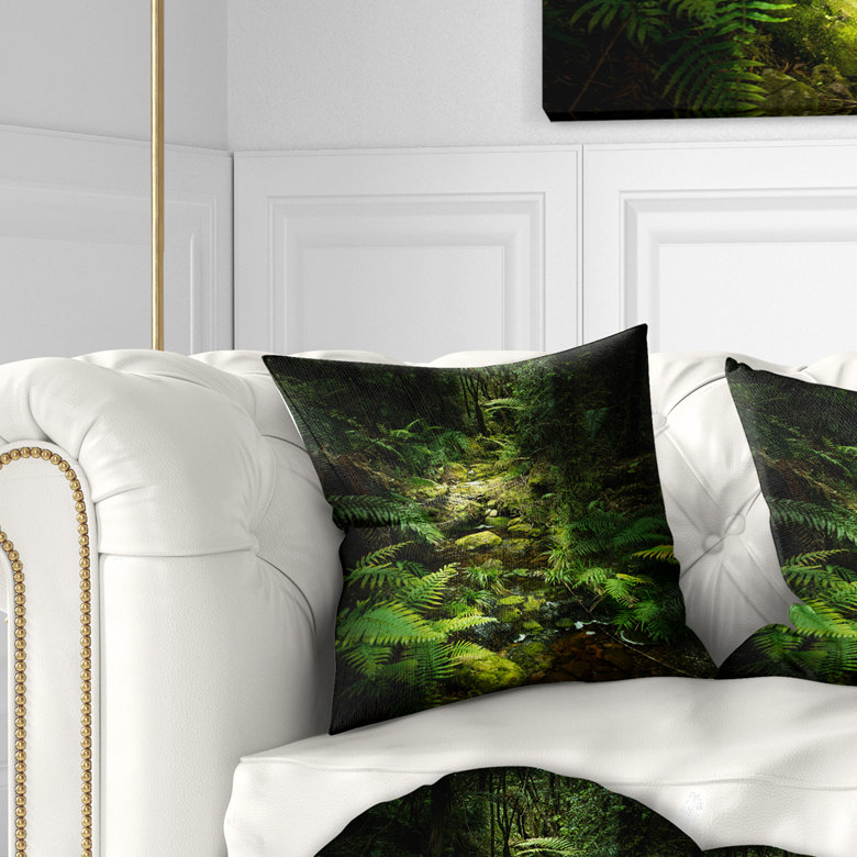 Vert forêt de Nouvelle-Zélande - coussin à imprimé paysage, 18 po x 18 po, Coussin décoratif