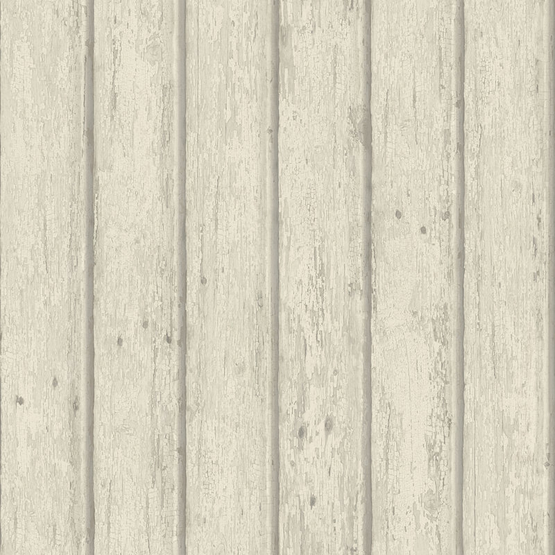 Papier peint clapboards patiné blanc jack, Beige