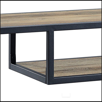 Console en chêne rustique avec 2 tablettes