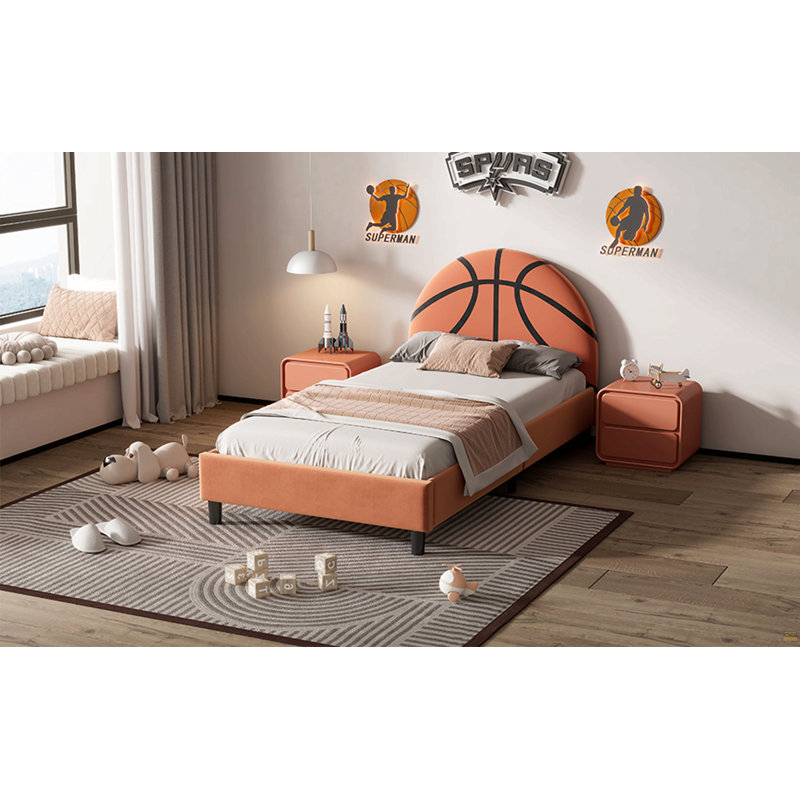Lit plateforme tapissier simple Basketball Design