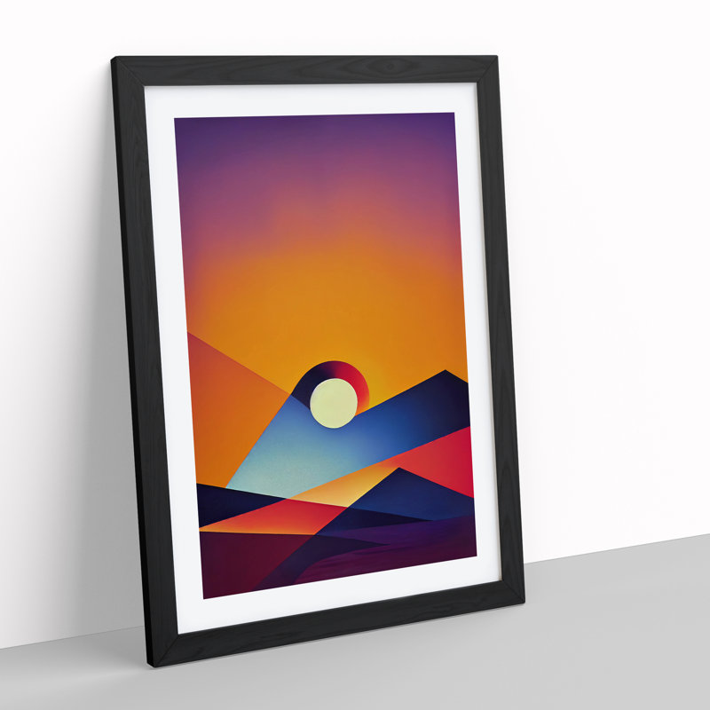 XV1022-5055X Vivid Sunset Abstract - Print, Black Framed, 66cm H x 48cm W, White