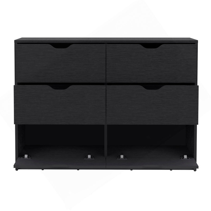 Commode double 4 tiroirs Basilea, Noir