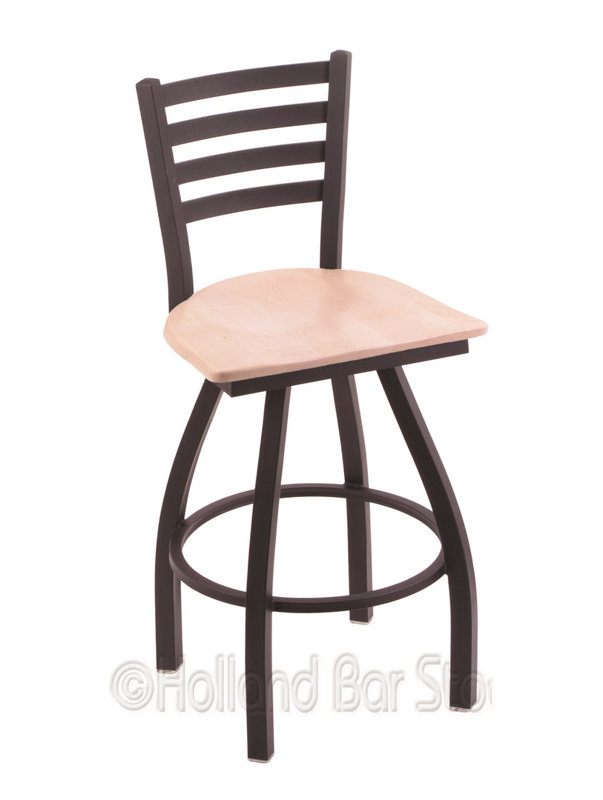 Tabouret de bar pivotant de 30" Evers, Noir froissé, Chêne Naturel, Tabouret de bar (siège d’une hauteur de 30 po)