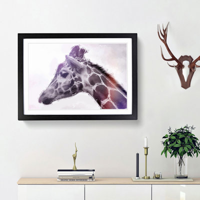 Giraffe with Purple Haze - Picture Frame Painting Print