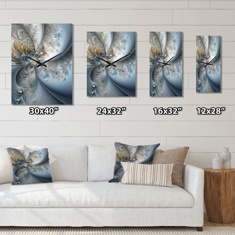 Horloge murale moderne mystique en mystérieux bleu et or V, H 32 po x l 24 po x P 1 po