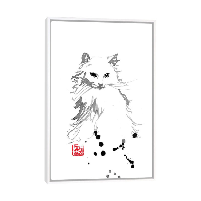 White Fur by Péchane - Print on Canvas, 66.04 cm H x 45.72 cm W, White Framed