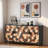 Buffet Sideboard With Honeycomb Pattern And Pine Wood Legs