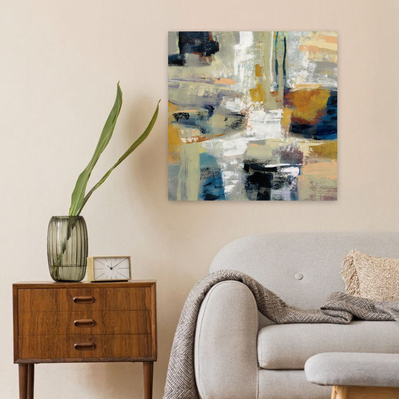 Pleine lune contemporaine I avec art abstrait beige, H 24 po x l 24 po