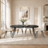 5-Piece Extendable Dining Set with Round-to-Oval Table and Upholstered Chairs