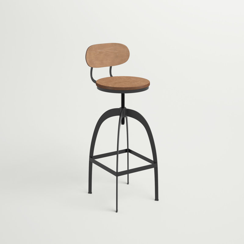 Dylann Adjustable Height Counter Stool, Black/Medium Brown