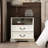 White Compact Nightstand Cabinet With Antique Bronze Pulls-369094753