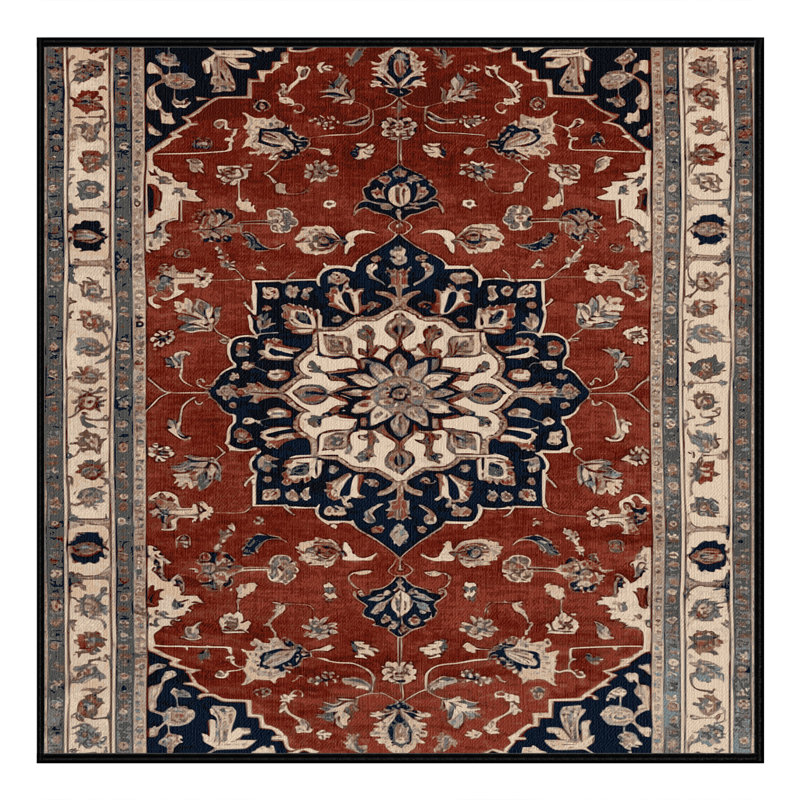Tapis brun turc lavable à la machine, Carré 4 pi