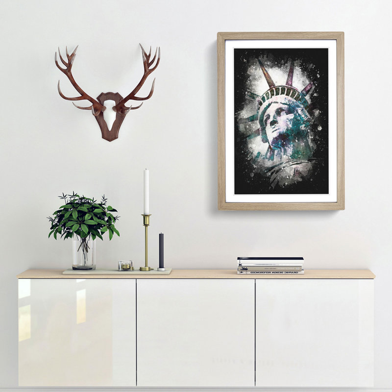Statue of Liberty - Picture Frame Painting Print, 33cm H x 24cm W x 2cm D, Oak Framed