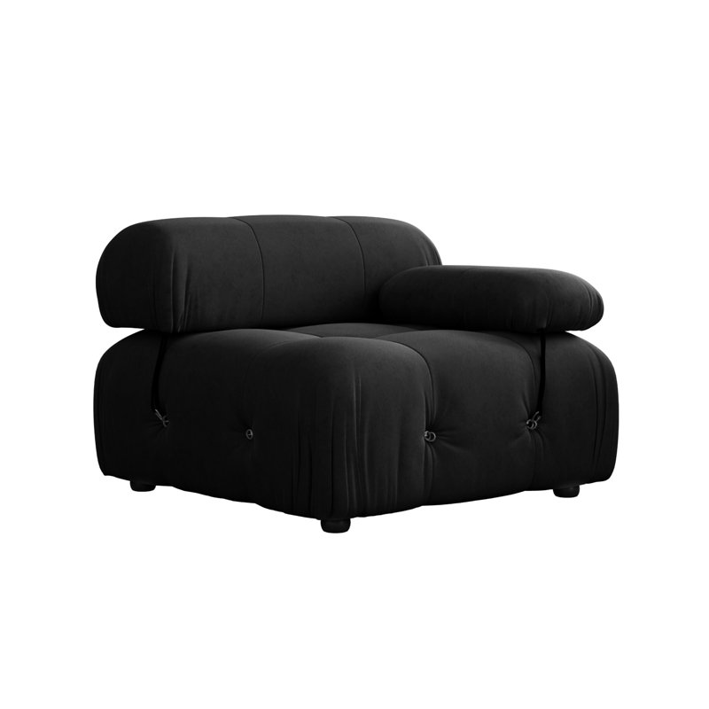 Upholstered Modern Velvet Fabric Single One-Armed Chair, Black