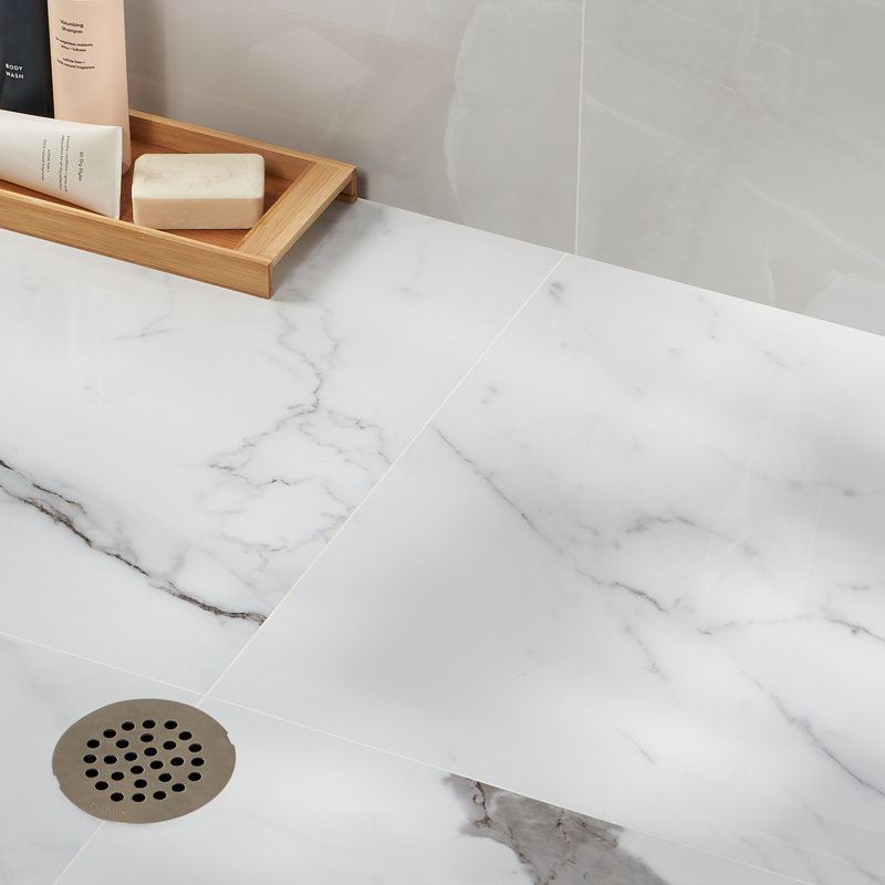 23.62 in. x 47.24 in. Polished Porcelain Floor and Wall Tile (15.5 Sq. Ft. / Case), Statuario Valley