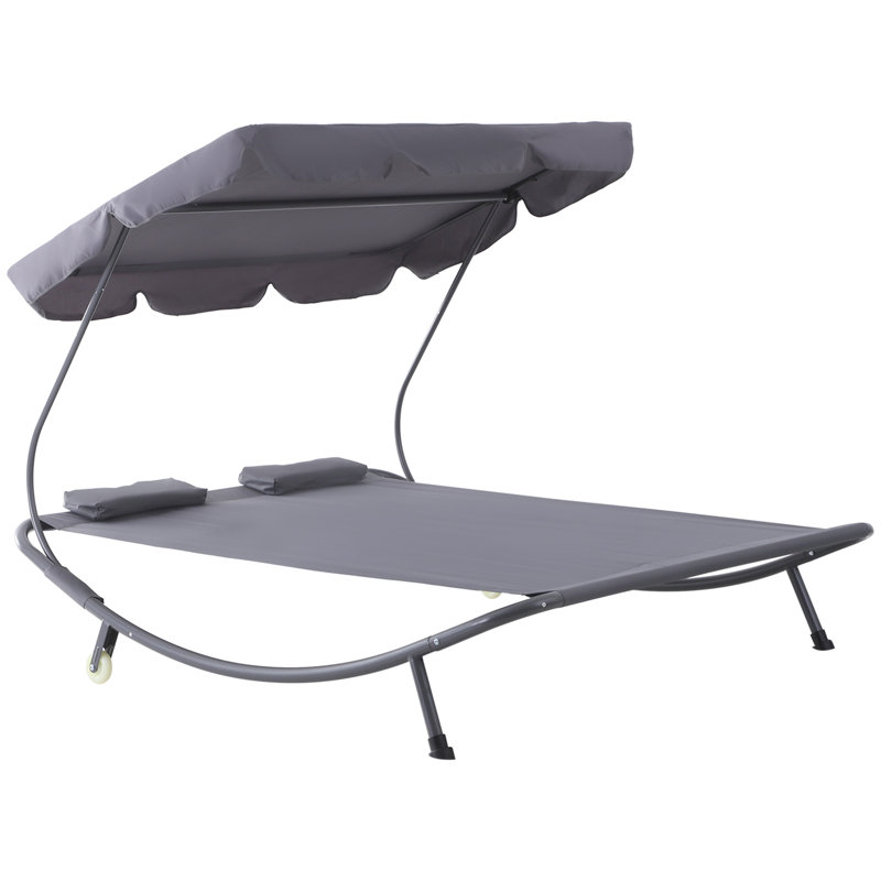 Double Hammock with Stand, Grey/Black