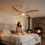 Ventilateur de plafond en bois massif de 52 pouces avec lumière, télécommande à 6 vitesses et moteur réversible silencieux-959096642-959096643