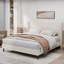 High Headboard Upholstered Bed, King Size Bed Frame, 12-Slat Support, Easy to Assemble,Light Grey , Chenille Cloth, No Box Spring Needed