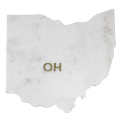 Planche à découper Lg marbre poli "Ohio" avec abréviation laiton